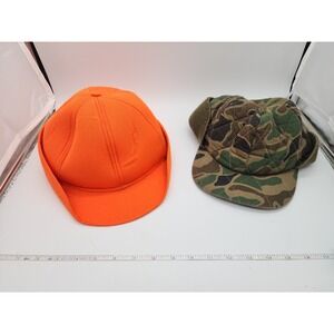 Vintage Hunting Hats Blaze Orange And Classic Camouflage- Unbranded No Tags